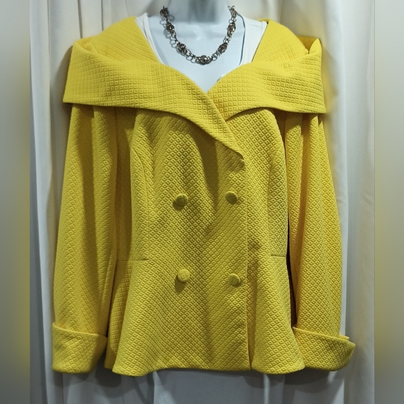 Ashro Vibrant Yellow Pea Coat - Picture 9 of 15